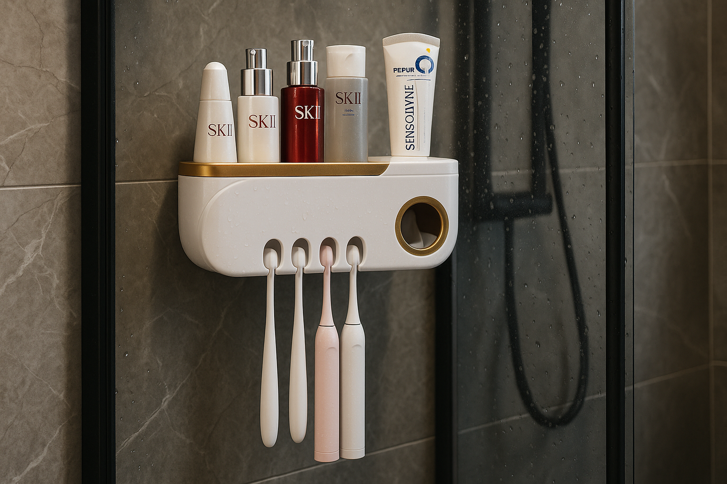 Creative Toothbrush Holder with Toothpaste Squeezer Set
